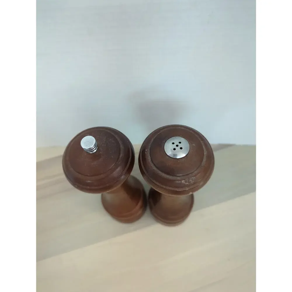 Olde Thompson Sheffield Steel Pair VINTAGE wood Salt Pepper grinder shaker